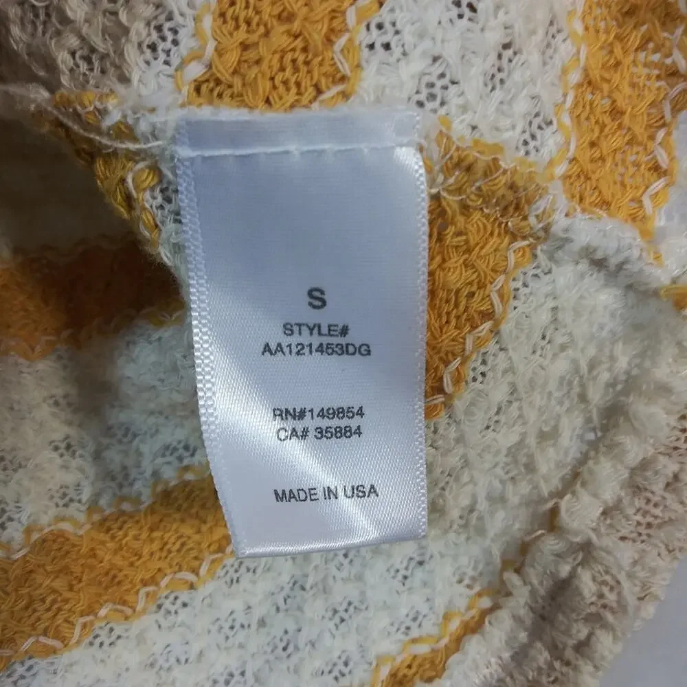 Sadie & Sage Yellow Stripe V Neck Knit Sweater Top Size Small